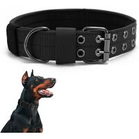 Taktisches Hundehalsband- Military Verstellbares Nylon Hundehalsband für mittelgroße Hunde Großes Training (L, Schwarz)