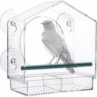 Vogelhaus, Vogelfutterhäuschen, Fenster-Vogelfutterhäuschen, Vogelhäuschen, mit 4 Saugnäpfen, 215 x 205 x 150mm, KINSI