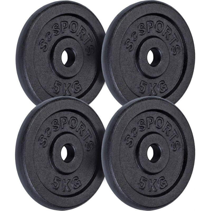 Lot De 4 Disques De Musculation En Fonte De 10 Lb, Noirs, Prise Standard, Marque Générique