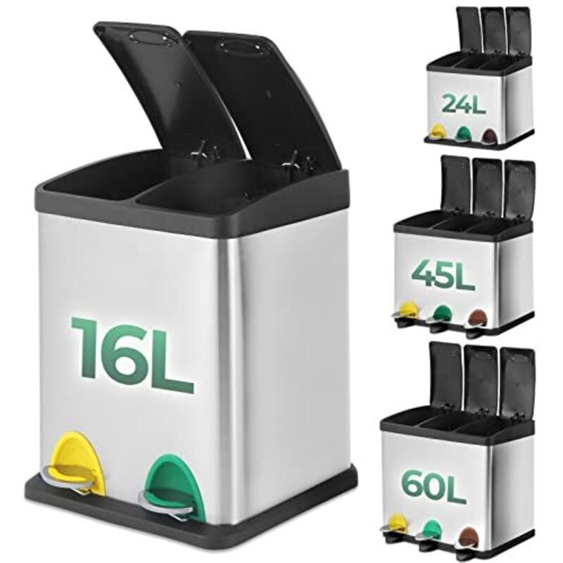 Jago® Papelera de Reciclaje con Compartimentos, Cubos Internos