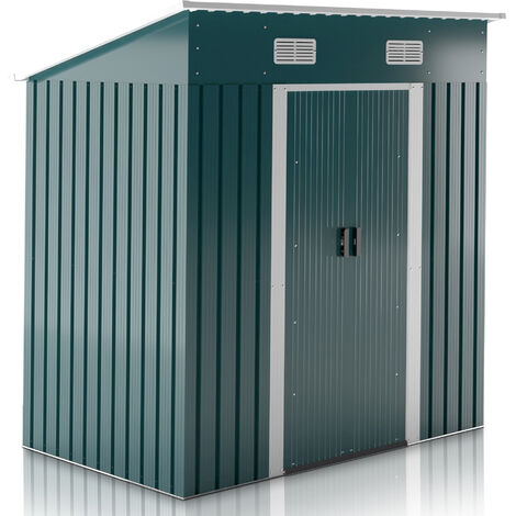 Jago® Cobertizo de Jardín - Puerta Corredera, Resistente a UV, Óxido, Acero Galvanizado, 194x182x121.5 cm, Verde Oscuro - Cobertizo de Almacenamiento, Caseta de Exterior para Herramientas, Exterior