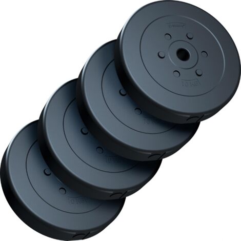 Lot De 4 Disques De Musculation En Fonte De 10 Lb, Noirs, Prise Standard, Marque Générique