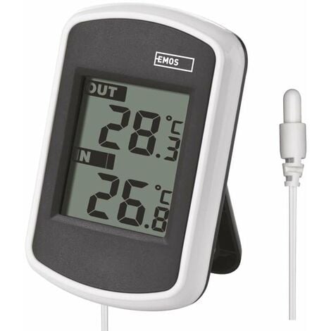 EMOS Digitales Aussen- und Innen-Thermometer mit Außensensor,  drahtgebunden, batteriebetrieben, E0041
