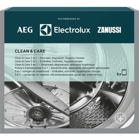 Clean & Care 3 en 1 - Descalcificador, Desengrasante, Limpiador Higiénico (Pack de 6)