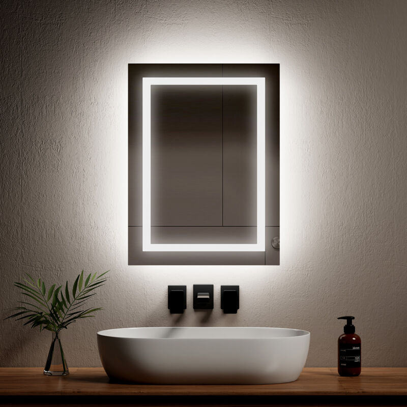 SaniteModar Specchio Bagno LED 60x100 cm - Ultra Luminoso e Antiappannamento - Specchio Bagno con Luce Dimmerabile - Installazione Verticale/Orizzontale, IP44 Impermeabile