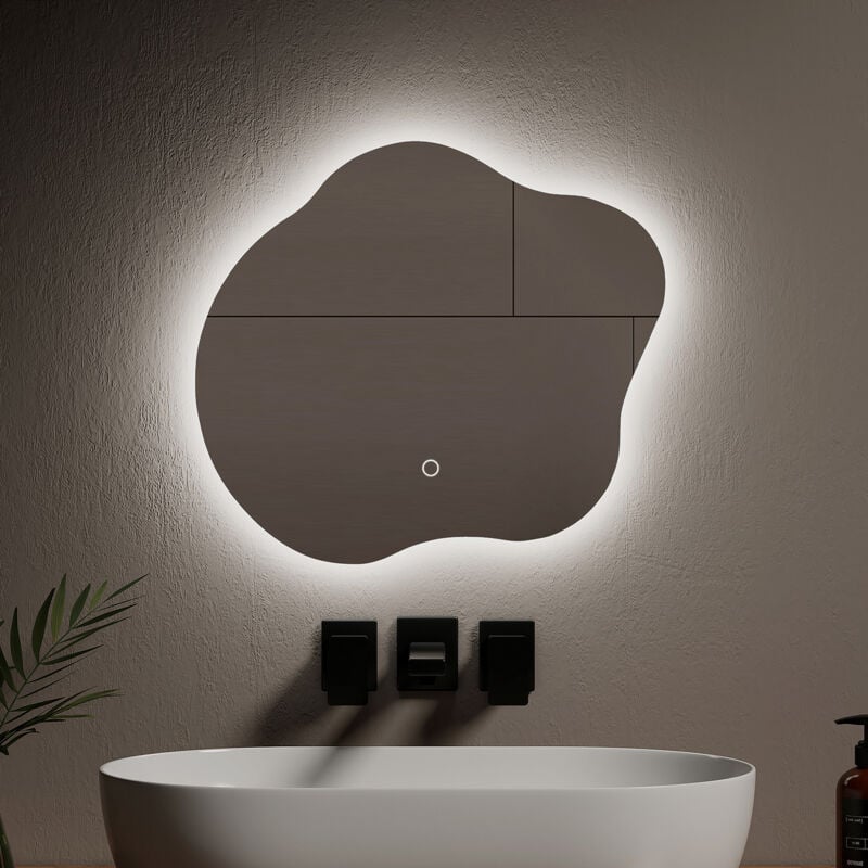 EMKE Specchi luminosi per bagno Retroilluminato a LED, Specchio dal Design  Irregolare, Interruttore Touch Antiappannamento 3 Colori Dimmerabile - 50 x  45 cm