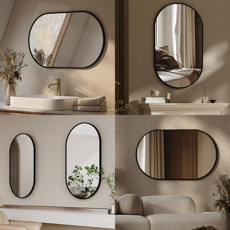 Specchio Ovale Senza Cornice Horizon ENKI – 400x600 Mm, Bordo Lucido, Design Moderno