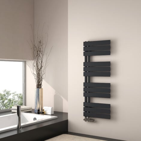 EMKE Scaldasalviette ad acqua calda, 1041x400mm - Scaldasalviette piatto Nero opaco