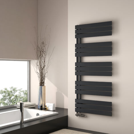 EMKE Scaldasalviette ad acqua calda, 1320x600mm - Scaldasalviette piatto Nero opaco