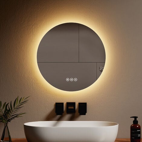 EMKE Specchi luminosi per bagno rotondo retroilluminato a LED, Interruttore  tattile Antiappannamento Dimmerabile - Diametro 50cm Luce
