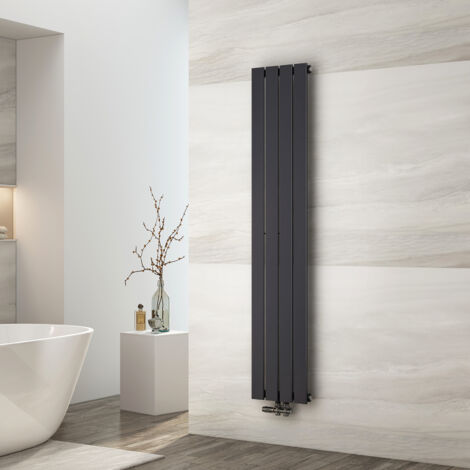 EMKE Radiatore ad acqua calda, radiatore piatto monostrato con attacco centrale, design verticale a parete, antracite 160x30 cm