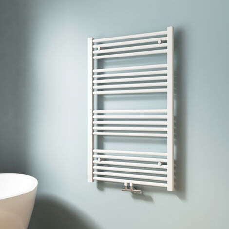 EMKE Scaldasalviette ad acqua calda, Radiatore scaldasalviette con collegamento centralizzato  Bianco 100x60cm 498 Watt
