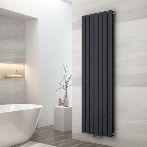 EMKE Radiatore ad acqua calda in acciaio Radiatore a doppio strato Tubo piatto Montaggio a parete Antracite 180x54cm
