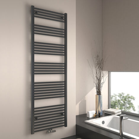 EMKE Scaldasalviette ad acqua calda, Radiatore scaldasalviette con collegamento centralizzato Antracite 180x60cm 860 Watt