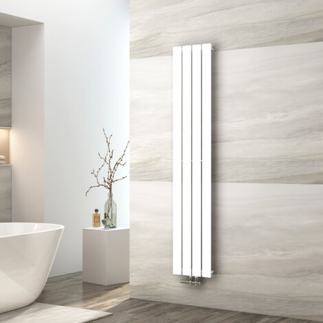 EMKE Radiatore ad acqua calda, radiatore piatto monostrato con attacco centrale, design verticale a parete, bianco 160x30 cm