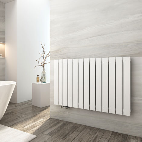EMKE Radiatore ad acqua calda in acciaio Radiatore a doppio strato Tubo piatto Montaggio a parete Bianco 63x100cm