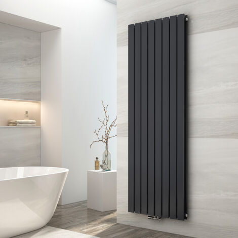 EMKE Radiatore ad acqua calda in acciaio Radiatore a doppio strato Tubo piatto Montaggio a parete Antracite 180x62cm
