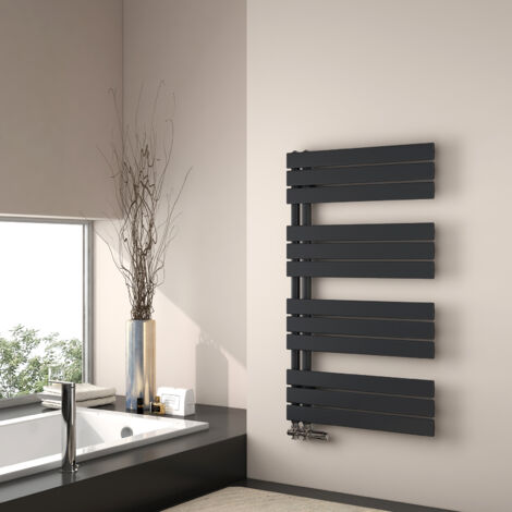 EMKE Scaldasalviette ad acqua calda, 1041x600 mm - Scaldasalviette a pannello piatto, nero opaco