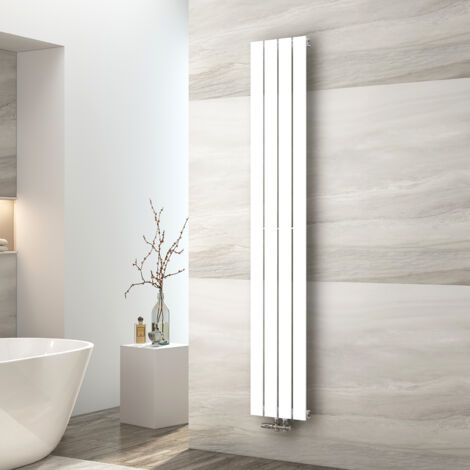 EMKE Radiatore ad acqua calda, radiatore piatto monostrato con attacco centrale, design verticale a parete, bianco 180x30 cm