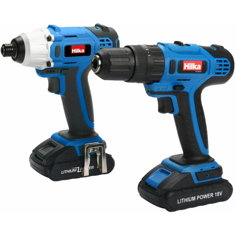 Hilka 18V Li ion Cordless Drill amp Impact Driver Combo with 2