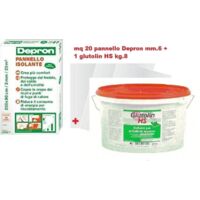 KIT 20 PANNELLI ISOLANTI DEPRON 125X80CM H6mm + COLLA ADESIVO 8KG GLUTOLIN HS