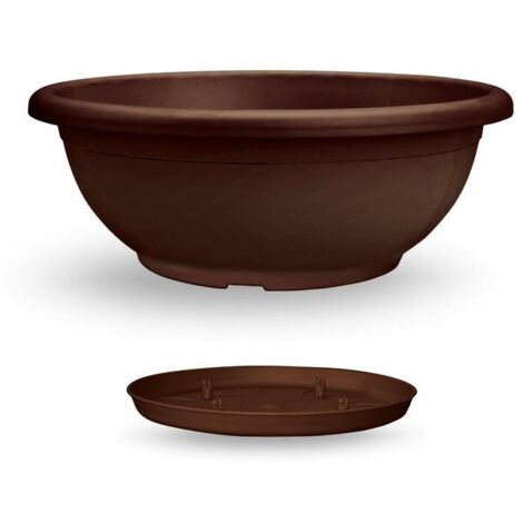 Cuenco Naxos con platillo entrelazado 70 cm - Chocolate