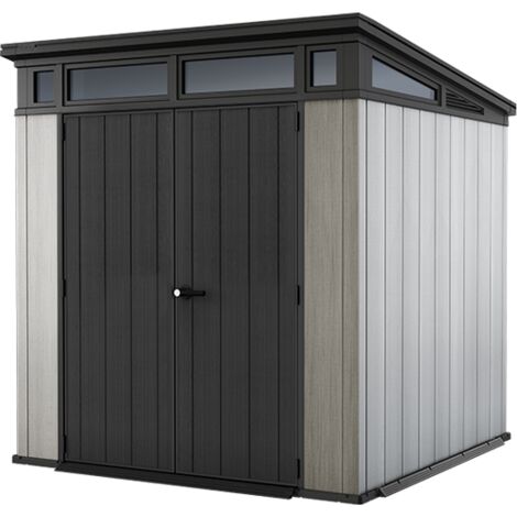 Keter – Caseta de jardín de resina 7x7 – Paredes DUOTECH™ resistentes a la intemperie – Techo soporta hasta 200 kg/m² – Acceso fácil con puertas dobles (1/5)