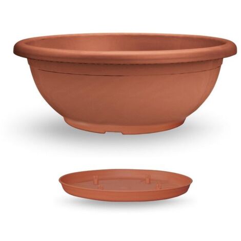 Cuenco Naxos con platillo entrelazado 80 cm - Terra cotta