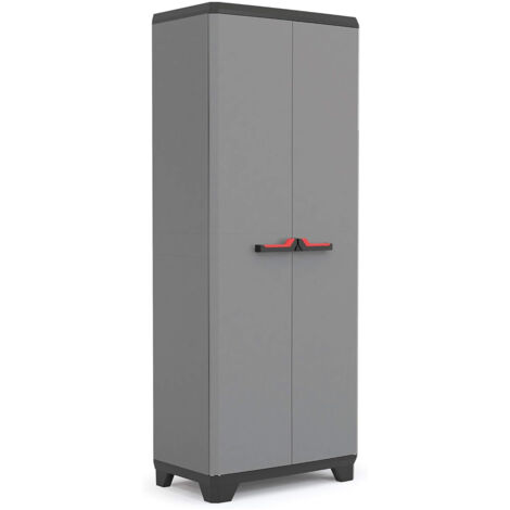 Keter Armario Stilo AltoAmario Alto de almacenajeResina2 Puertas y 3 baldas Regulables en AlturaColor Gris/Negro173 x 68 x 39 cm