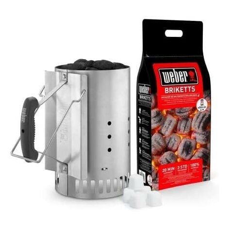 Kit de chimenea de encendido Weber + 2 kg de briquetas + 6 cubos