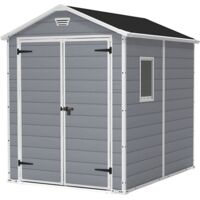 KETER Caseta de jardín MANOR 6x8 Cobertizo de almacenamiento EXTERIOR madera acero metal resina 186cmx237cmx227cm WxDxH