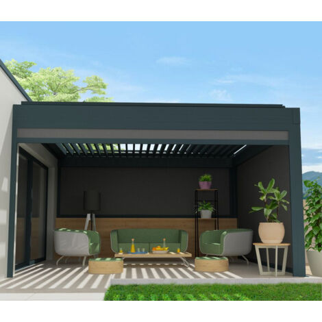 Chiusura a cassonetto per pergola SPINELLE e HYLIA 2,50x2,50 M (Motorizzato a Telecomando - Grigio antracite strutturato RAL7016ST - Grigio scuro 250gr/m²) (1/5)