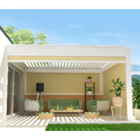 Chiusura a cassonetto per pergola SPINELLE e HYLIA 3,50x2,50 M (Motorizzato a Telecomando - Bianco satinato RAL9010 - Beige chiaro 250gr/m²)