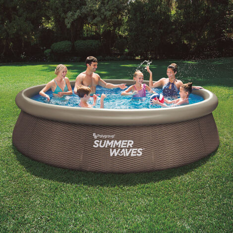 Piscina hinchable 366x76cm – Depuradora de cartucho – Diseño imitación ratán – Capacidad 5455 litros – Montaje rápido y fácil – Ehlis (1/4)