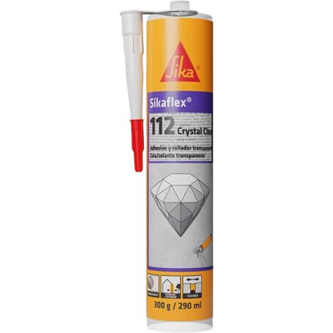 Sikaflex 112 Crystal Clear, Sellador y adhesivo elastico universal transparente, 290 ml