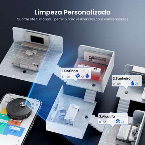 Proscenic Q8 Max Robot Aspirateur Et Laveur - 8000Pa, Vidage Auto, Navigation Lidar, Jusqu'à 200 Min