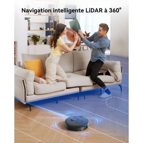 Proscenic Q8 Max - Aspirateur robot laveur - Station d'auto-vidage - 4200Pa - 200 min d'autonomie - Navigation LIDAR - Noir