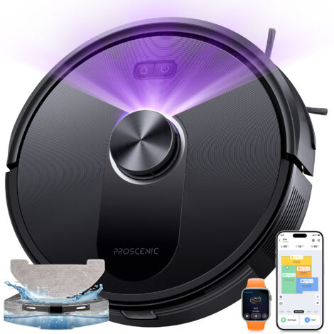 Aspirateur Robot Laveur Proscenic Q10 8000Pa, 200 min Autonomie,App & Voice Control idéal pour Sols Durs, Tapis et Poils