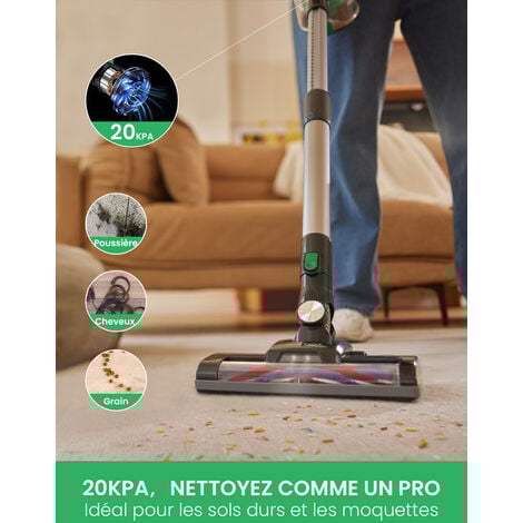 Aspirateur Balai sans Fil Vactidy Blitz V8, Aspirateur sans Fil Puissant 20Kpa avec 35 Min d'Autonomie, 4 en 1 Aspirateur Balai Pas Cher pour Dur Tapis Poils d'animaux, Batterie Amovible