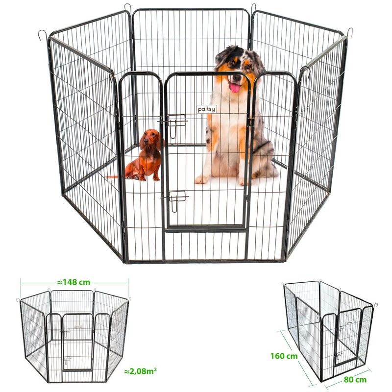 Corral para perros, 8 paneles, plegable, portátil, con puerta, de metal,  resistente, para uso en interiores y exteriores, para perros pequeños y