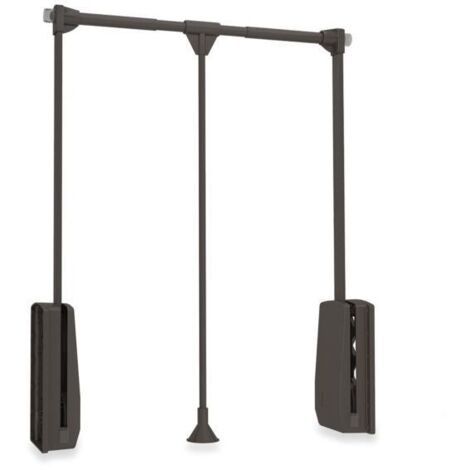 Emuca Colgador abatible para armario Hang, ancho regulable 600-830mm, Acero y Plástico, Pintado moka