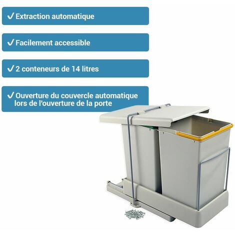 Contenedor de reciclaje para fijación inferior y extracción manual en  mueble de cocina Recycle 1x20litros, Plástico gris antracita
