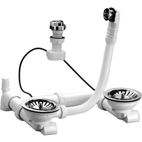 Desagüe de fregadero Nicoll 204115 D114 automático doble mando blanco