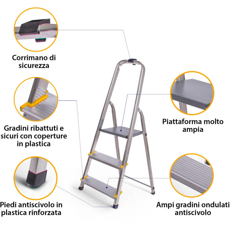 HBTower Scala 2 Gradini Pieghevole, Pedane Antiscivolo con Design a Mosaico, Corrimano Imbottito, Leggera e Salvaspazio, Portata 150KG HBTower Scala 2 Gradini Pieghevole, Pedane Antiscivolo con Design a Mosaico, Corrimano Imbottito, Leggera e Salvaspazio, Portata 150KG