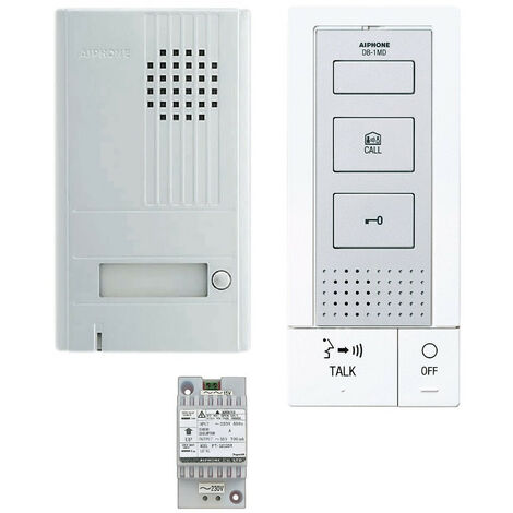 Aiphone - Kit citofono vivavoce a 2 fili con piastra in alluminio e trasformatore - DBS1AP
