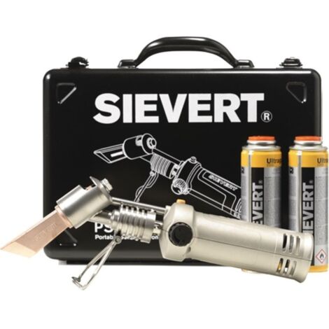 Set di saldatura a gas 3380 – Accensione piezoelettrica – Utilizzo a 360° – Per lavorazione metalli con cartuccia a vite – Sievert (1/2)