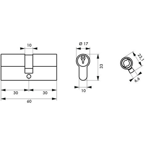 Set di 3 cilindri Thirard STD a doppia entrata 30x30mm 9 chiavi