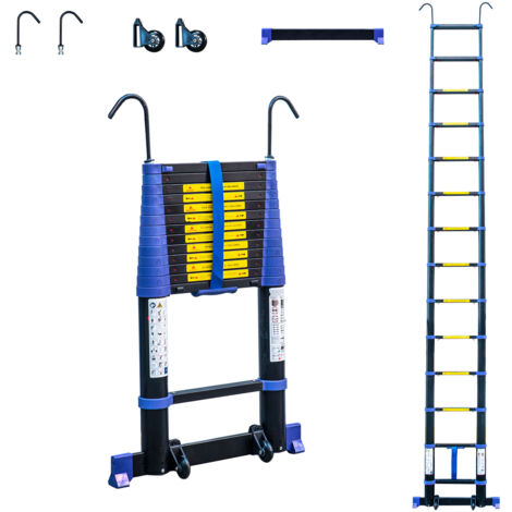 Scala telescopica 4,1m TELESCOVA13+, Alluminio, Pieghevole, Estensibile, Multi-funzione, Altezza di lavoro max 5m, Ganci Rimovibili, Garanzia 5 anni