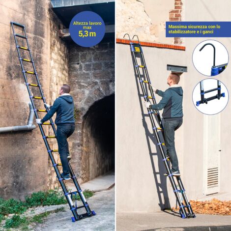 Scala Telescopica Gimisgu - Alluminio, 1.4m-1.7m, Portata 150kg, Antiscivolo - Foto 4