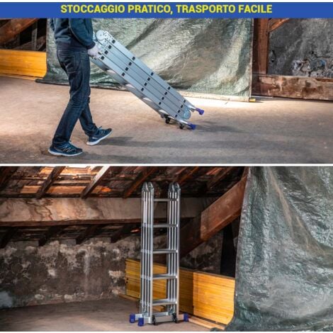 Scala Pieghevole 3 Livelli In Alluminio - Leggera, Antiscivolo, Portata 150kg Per Casa E Ufficio - Foto 2